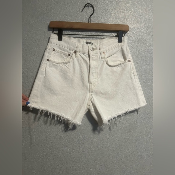 Agolde white denim cut off shorts - Picture 2 of 7